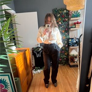 Reformation Black Mason Linen Pants size 6